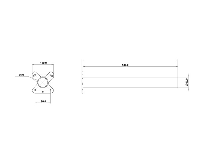 Fundamentsbeslag ø 60 / 700 L=530mm