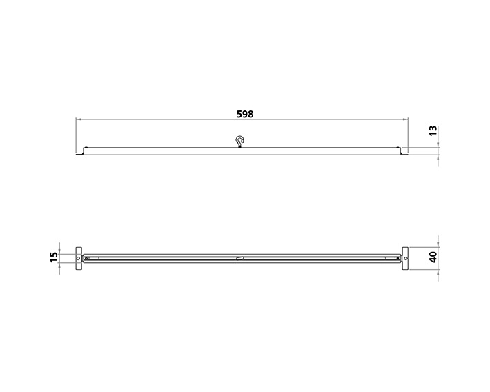 Ophængsskinne 600mm for T-profil Sort